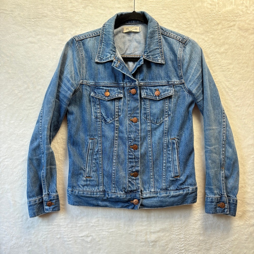 Madewell Denim Jacket Women Sz Small‎ Blue Classic Jean Button Front Casual